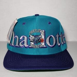 Rare NWT Vintage 90s Charlotte Hornets Spellout NBA Hat Cap Snapback 🔥